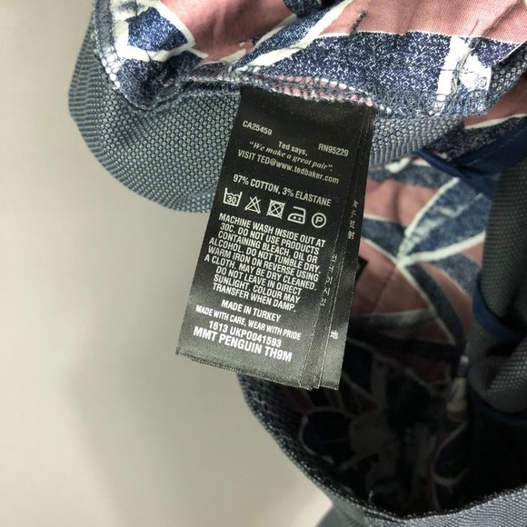 Ted Baker London Navy Dotted Penguin Slim Cotton Blend Chino Pants Size … - Picture 10 of 11